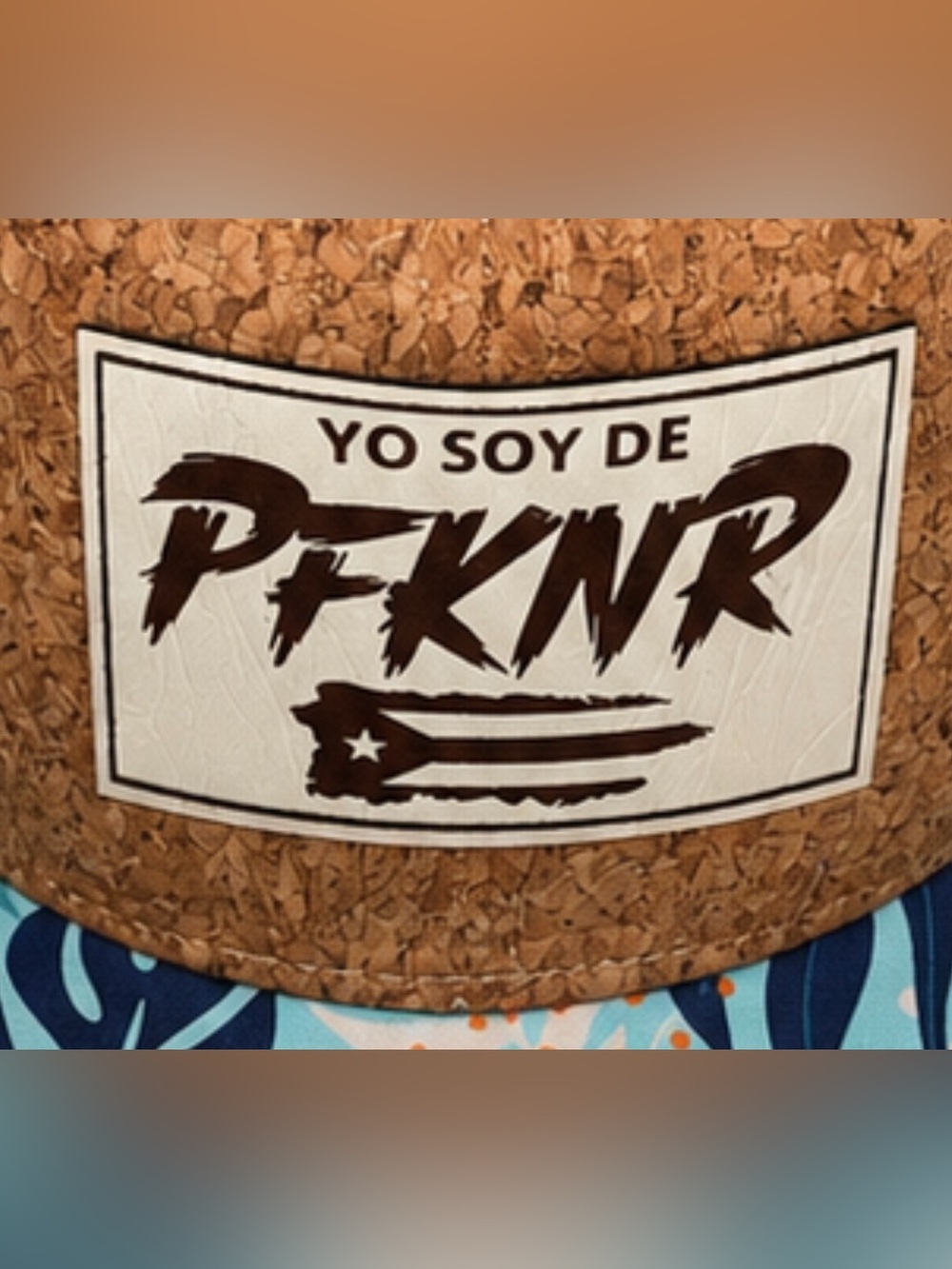 PUERTO RICO Brown and White 'Yo Soy De PFKNR' Graphic Cork-Accented Trucker Hat